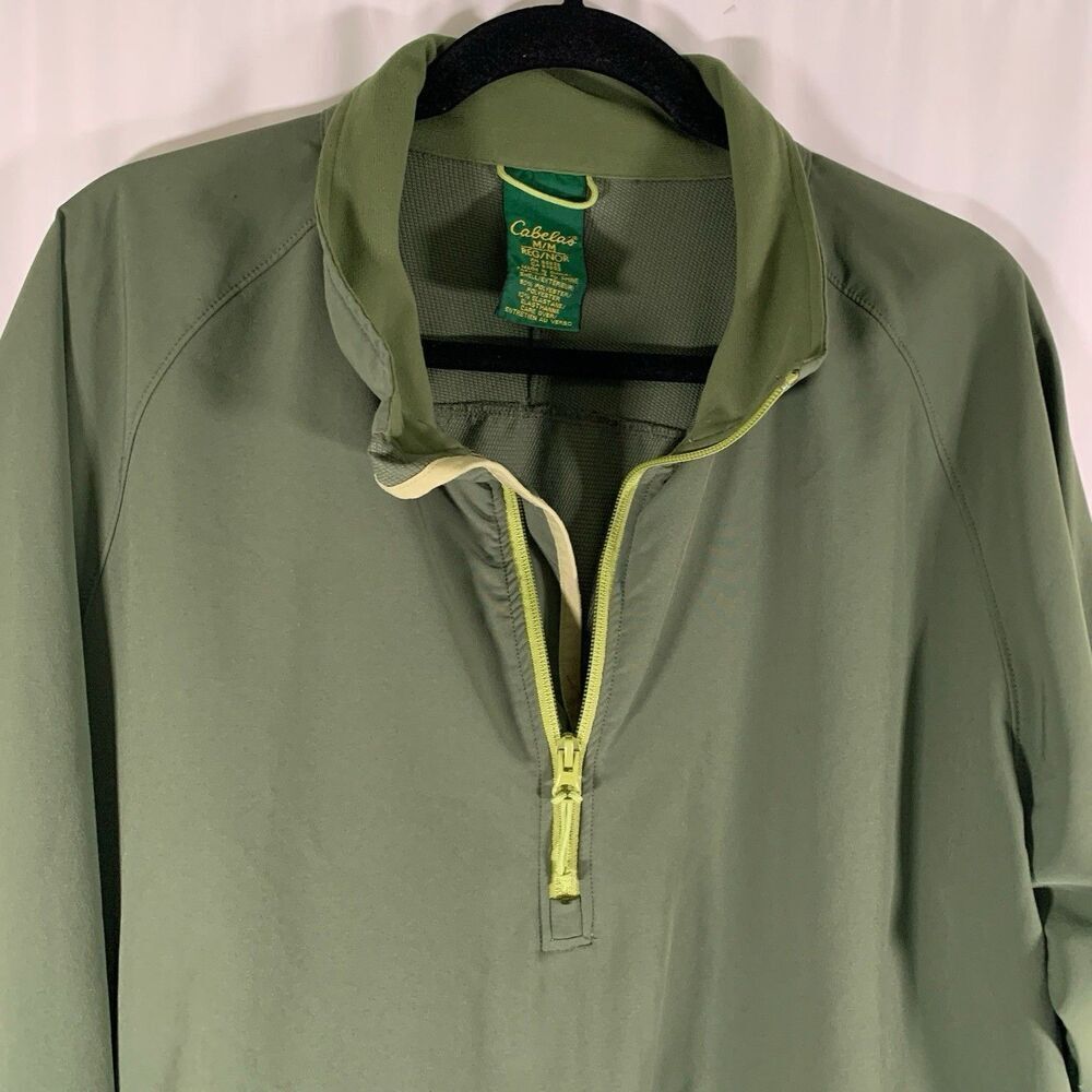 Cabelas Jacket Men's Medium Green 1/4 Zip Pullover Zip Pockets Long Sleeve - Picture 4 of 8